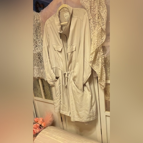 torrid Light Beige Drawstring Trench Coat - Picture 2 of 4